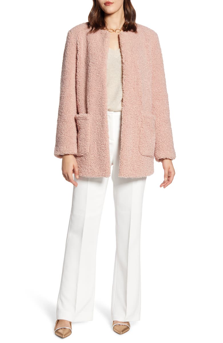 Halogen<sup>®</sup> Jewel Neck Teddy Coat, Main, color,