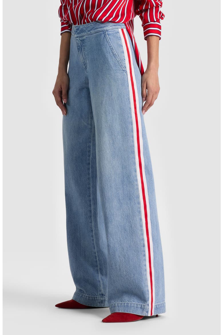 Xnder Racing Stripe Wide Leg Jeans, Alternate, color, EDIE WASH OFF WHITE CHILI PEPP