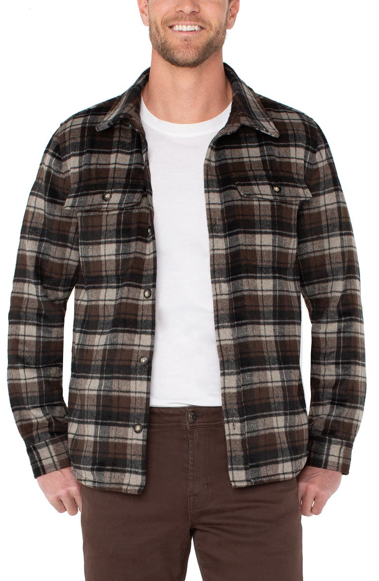 Liverpool Los Angeles Plaid Shirt Jacket, Main, color, Ptty/ Brown/ Black Ml