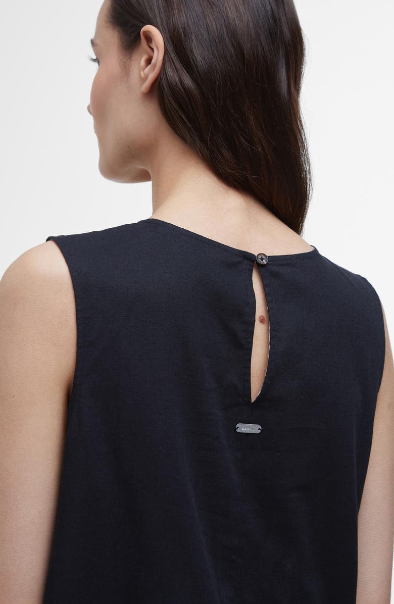 Barbour Lucy Sleeveless Cotton & Linen Minidress, Alternate, color, Black