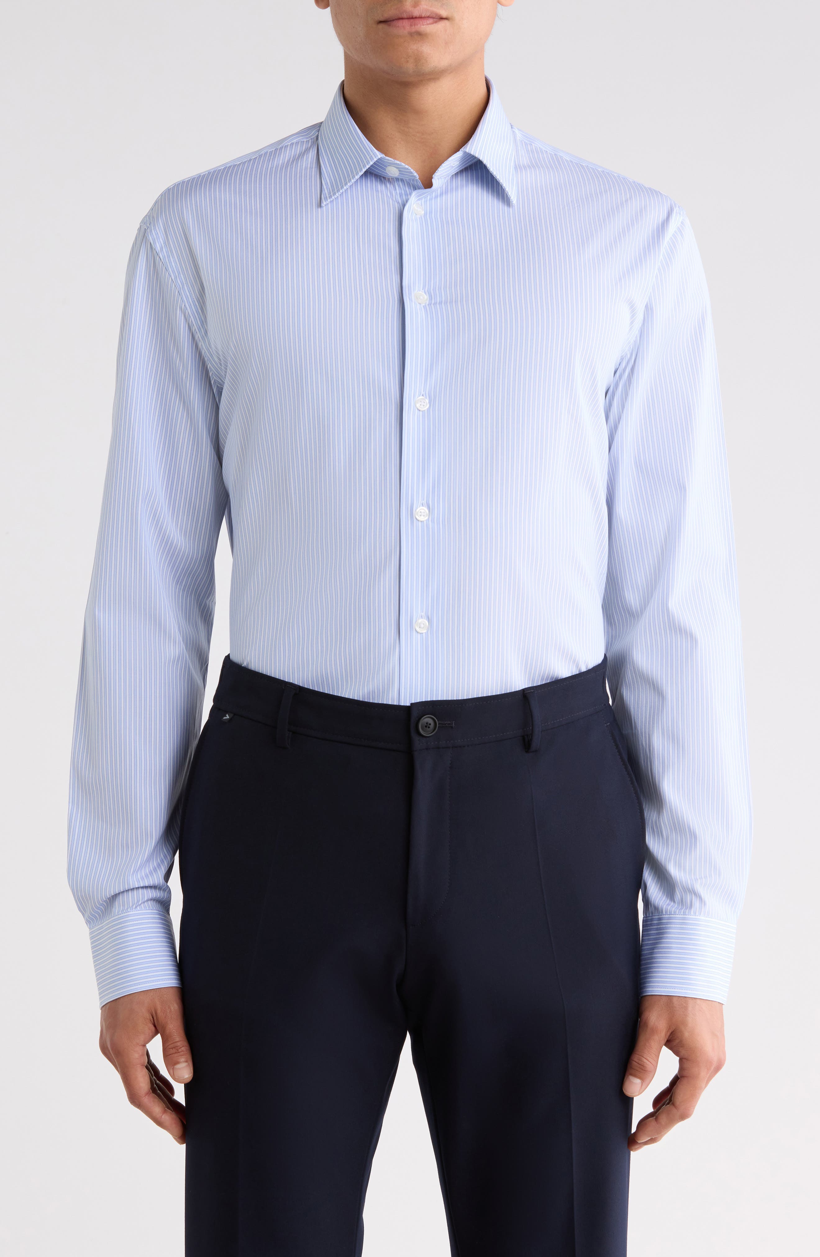 Modern Fit Stripe Cotton Dress Shirt