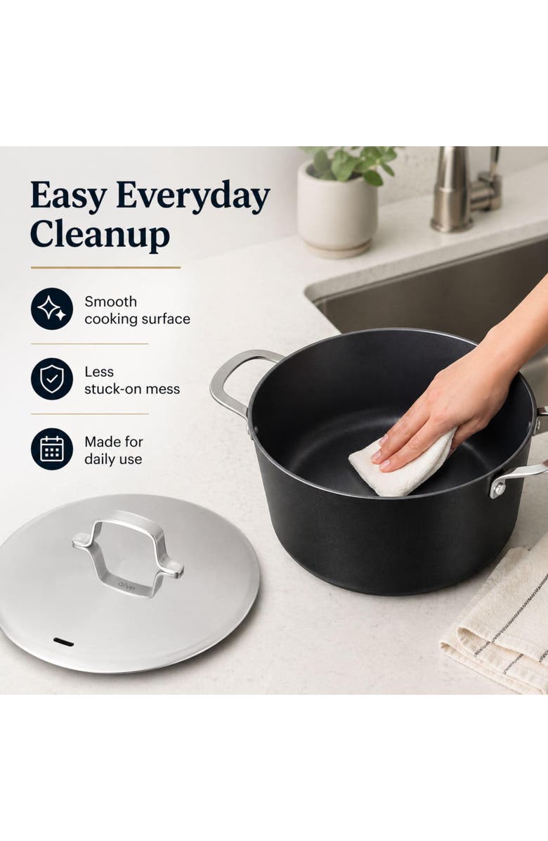 Alva Maestro Nonstick Stock Pot with Lid, Alternate, color, Black