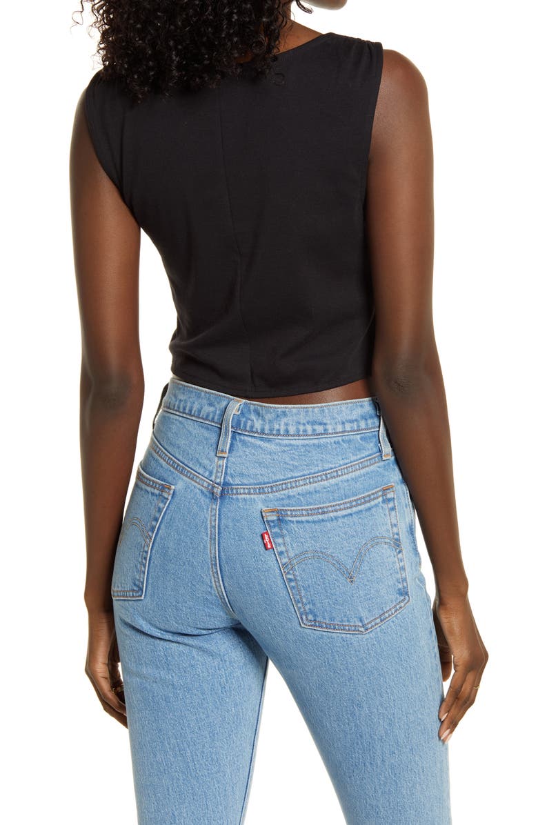 Open Edit Knot Front Organic Cotton Blend Crop Top, Alternate, color, 