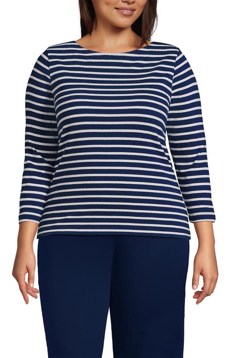 Plus Size Mariner Jersey Boatneck Top