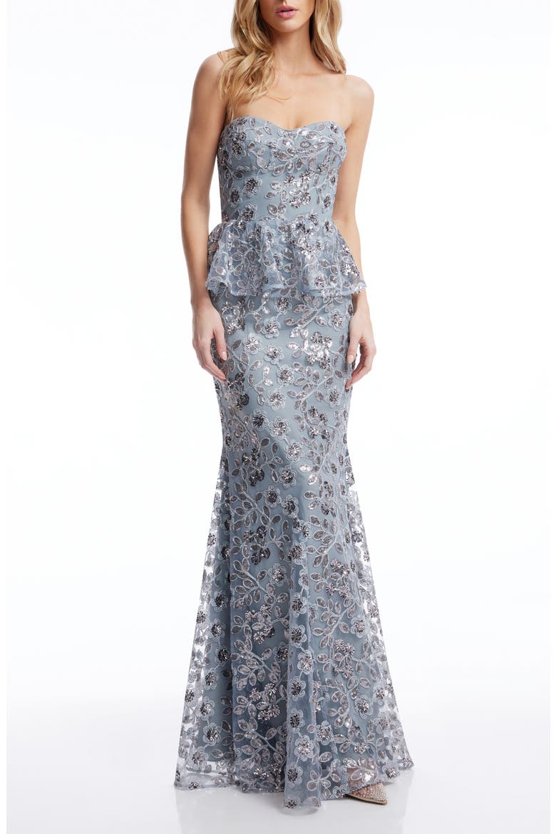 peplum dress grey Montage by Mon Cheri M2205