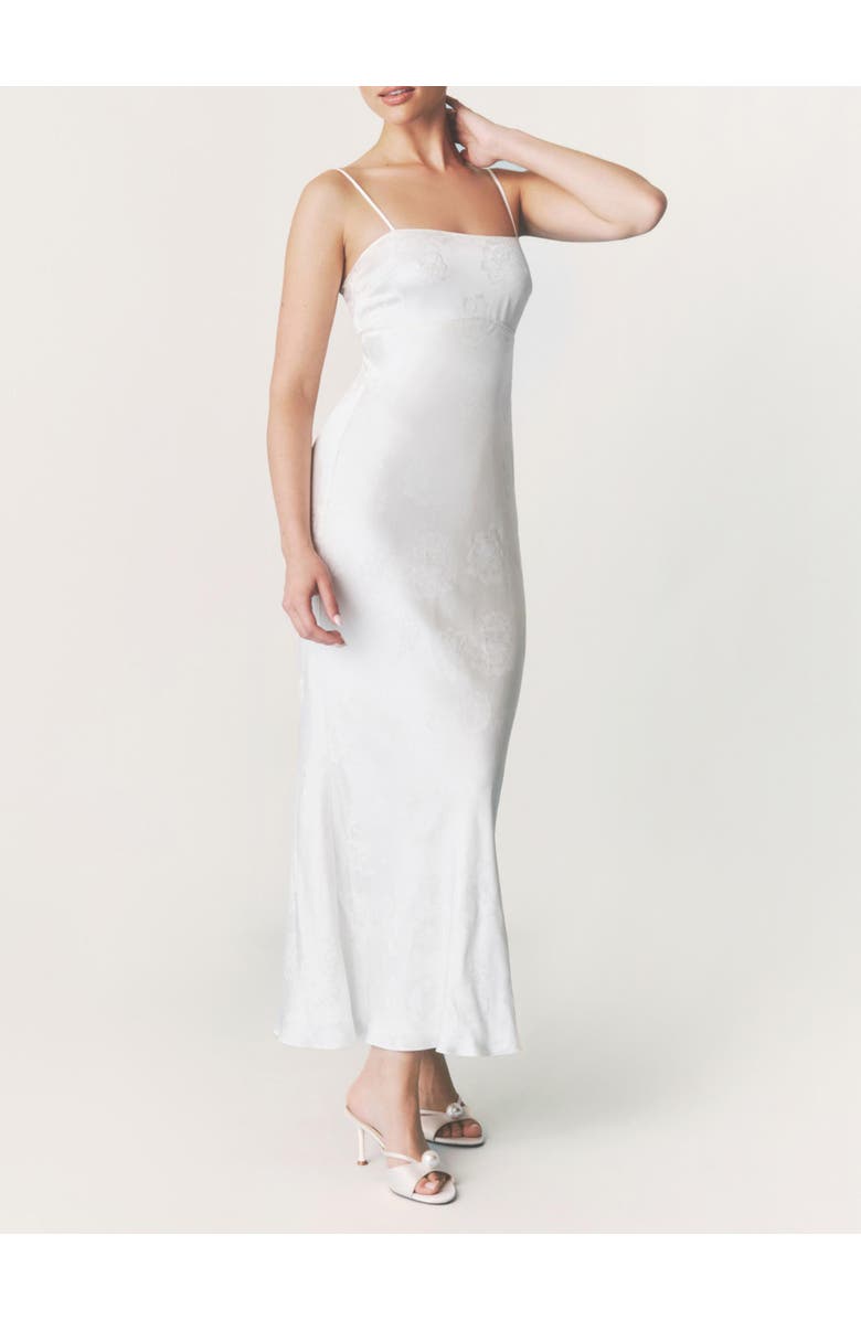 Six Stories Paloma Satin Floral Jacquard Maxi Dress, Alternate, color, Ivory