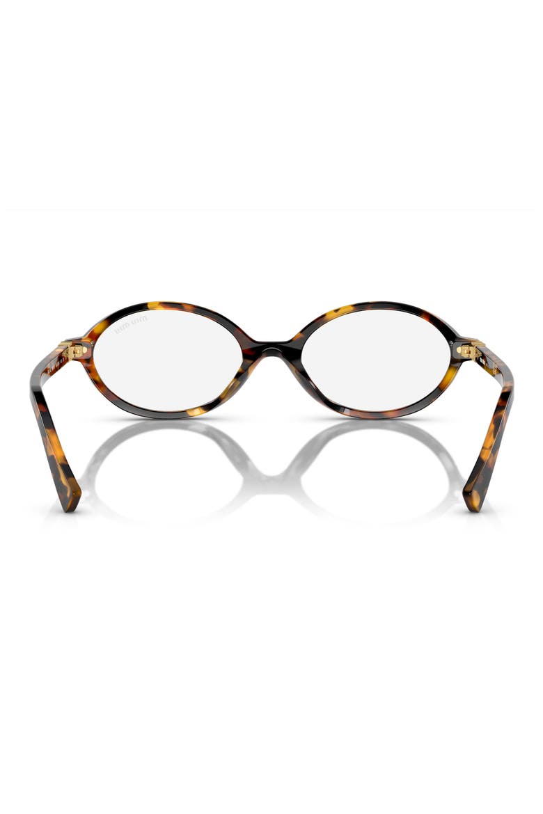 50mm Oval Sunglasses, Alternate, color, HONEY HAVANA / CLEAR BLUE LIGHT FILTER
