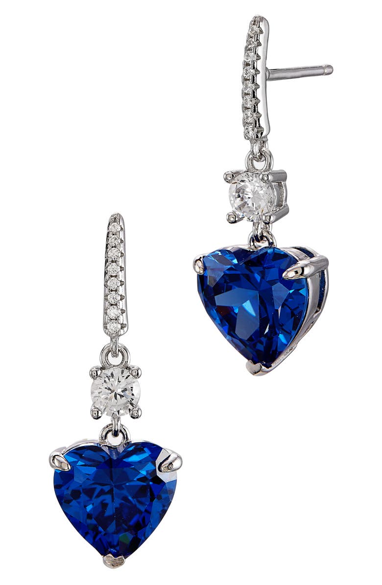 SAVVY CIE JEWELS Cubic Zirconia Drop Earrings, Main, color, Blue