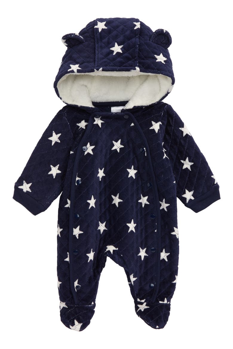 Baby Hooded Bunting, Main, color, NAVY PEACOAT STARS
