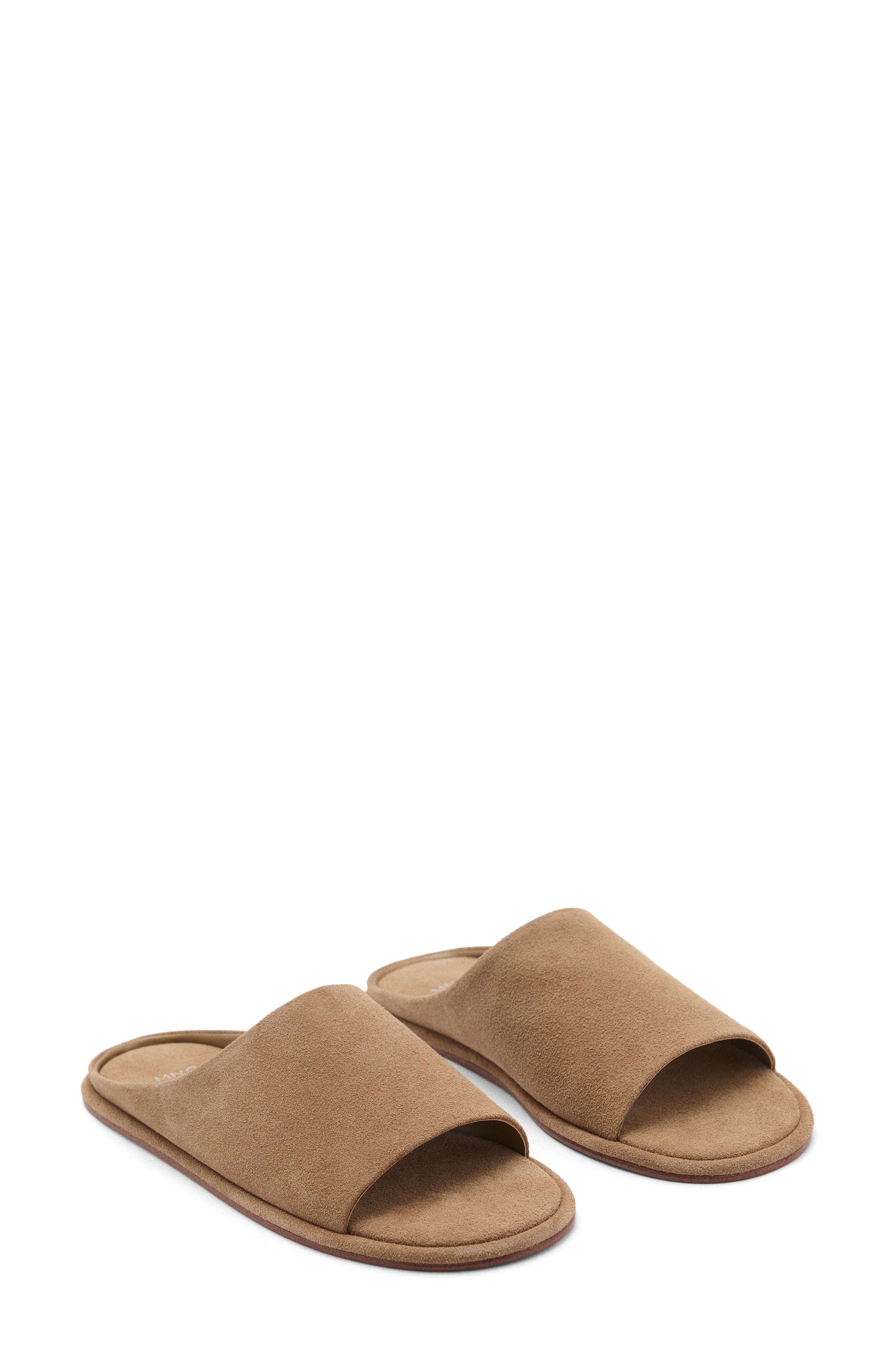MANGO Suede Slide Sandal, Main, color, Sand