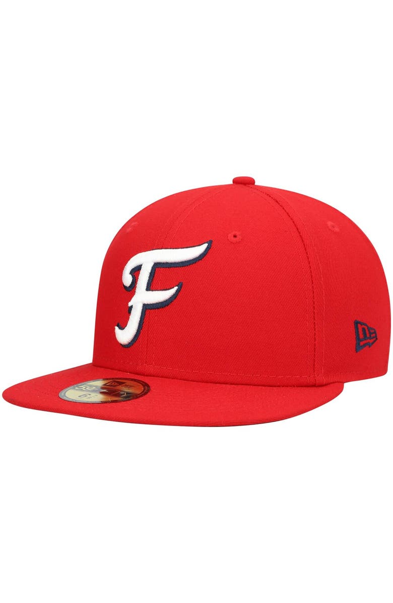 New Era Men's New Era Red Fredericksburg Nationals Home Authentic Collection 59FIFTY Fitted Hat, Alternate, color,