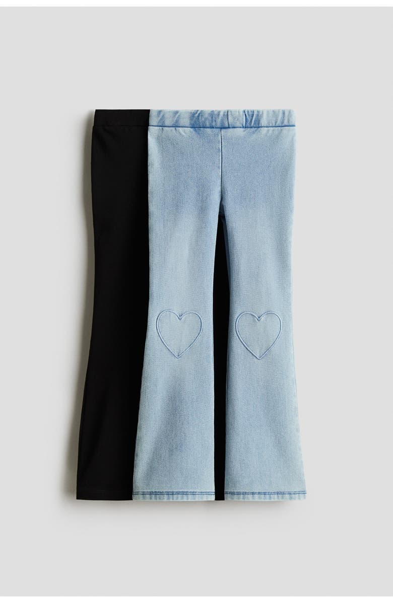 H&M 2-pack Flared Jeggings, Main, color, Black/Light Denim Blue