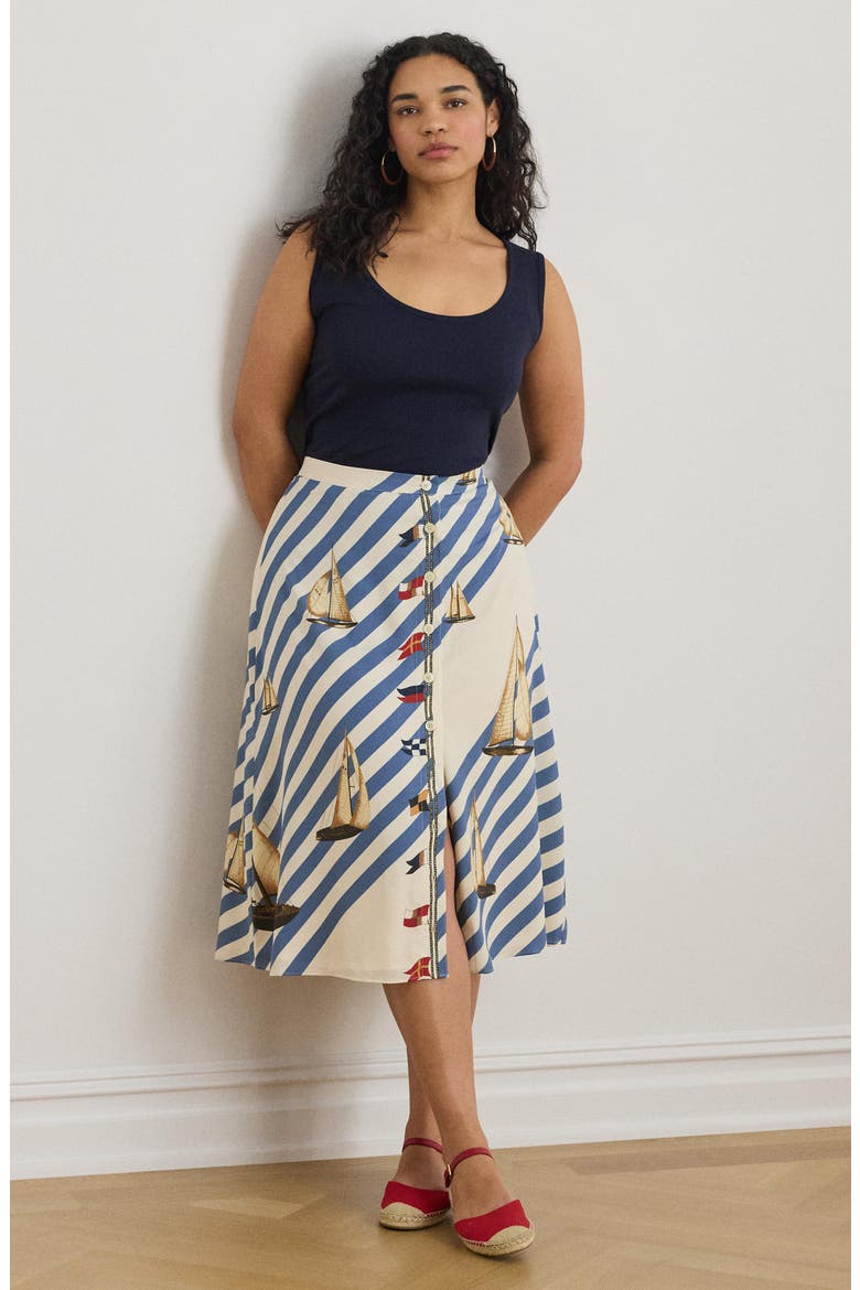 Sailboat Stripe Midi Skirt, Alternate, color, CREAM/ MULTI