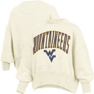 PRESSBOX Women's Pressbox Natural West Virginia Mountaineers Oversized Waist-Length Crewneck Sweatshirt