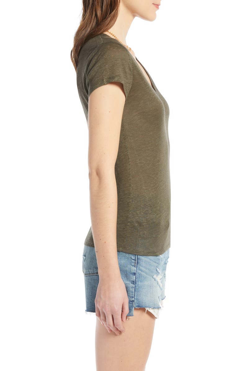 Treasure & Bond Cap Sleeve V-Neck Linen Tee, Alternate, color, 