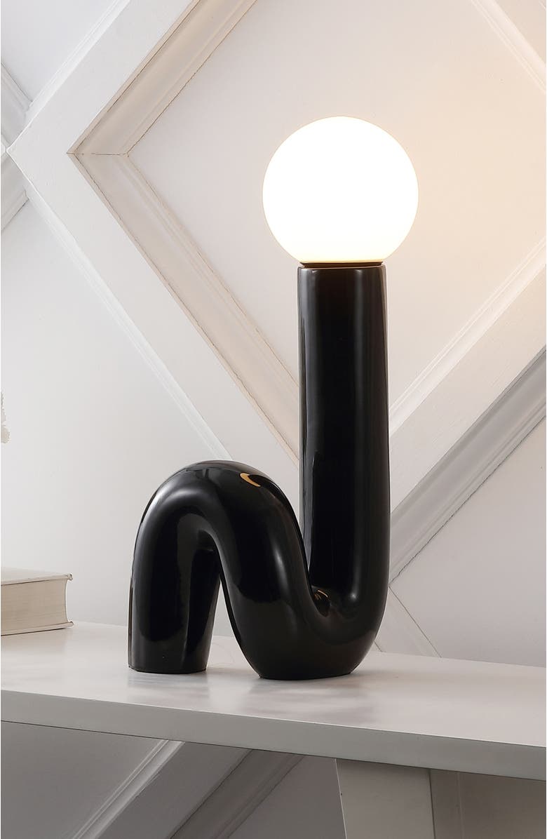 JONATHAN Y Katya 18" Scandinavian Minimalist Ceramic Spiral Tube LED Table Lamp, Alternate, color, Black
