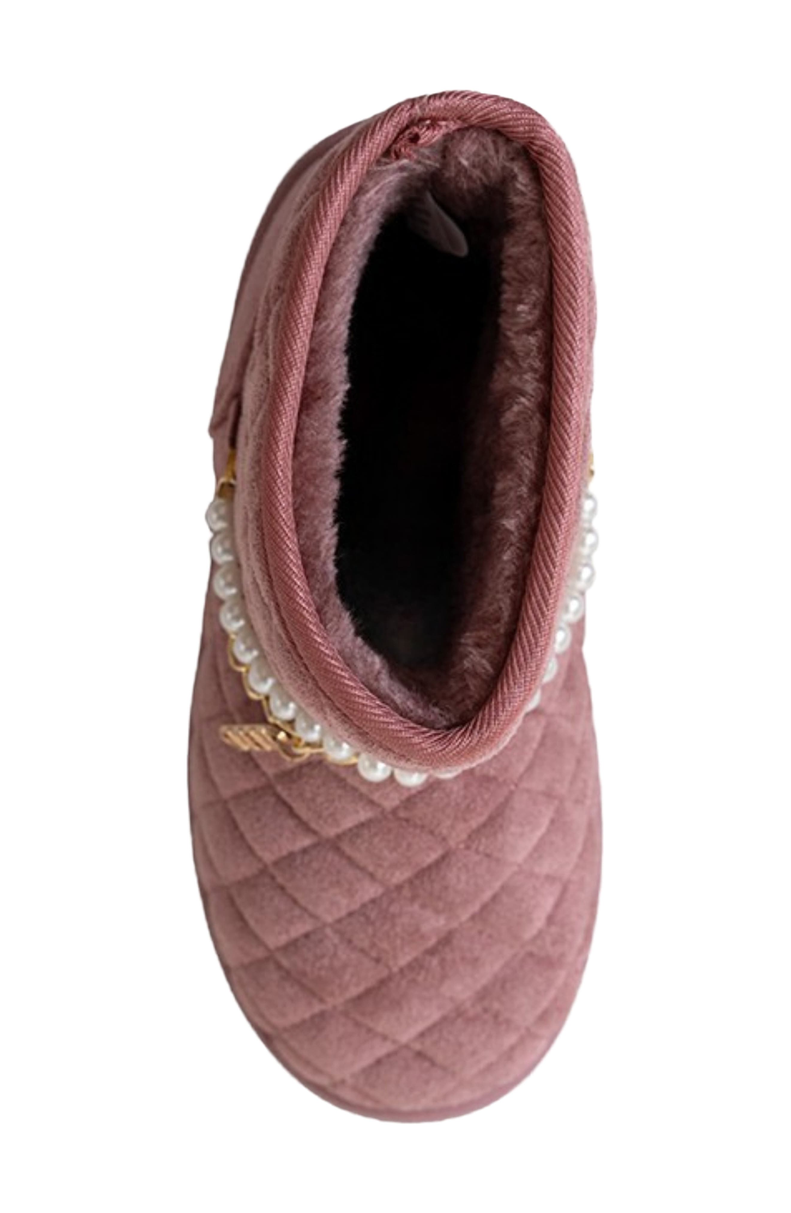 Kids' Quilted Faux Fur Lined Boot, Alternate, color, DARK MAUVE