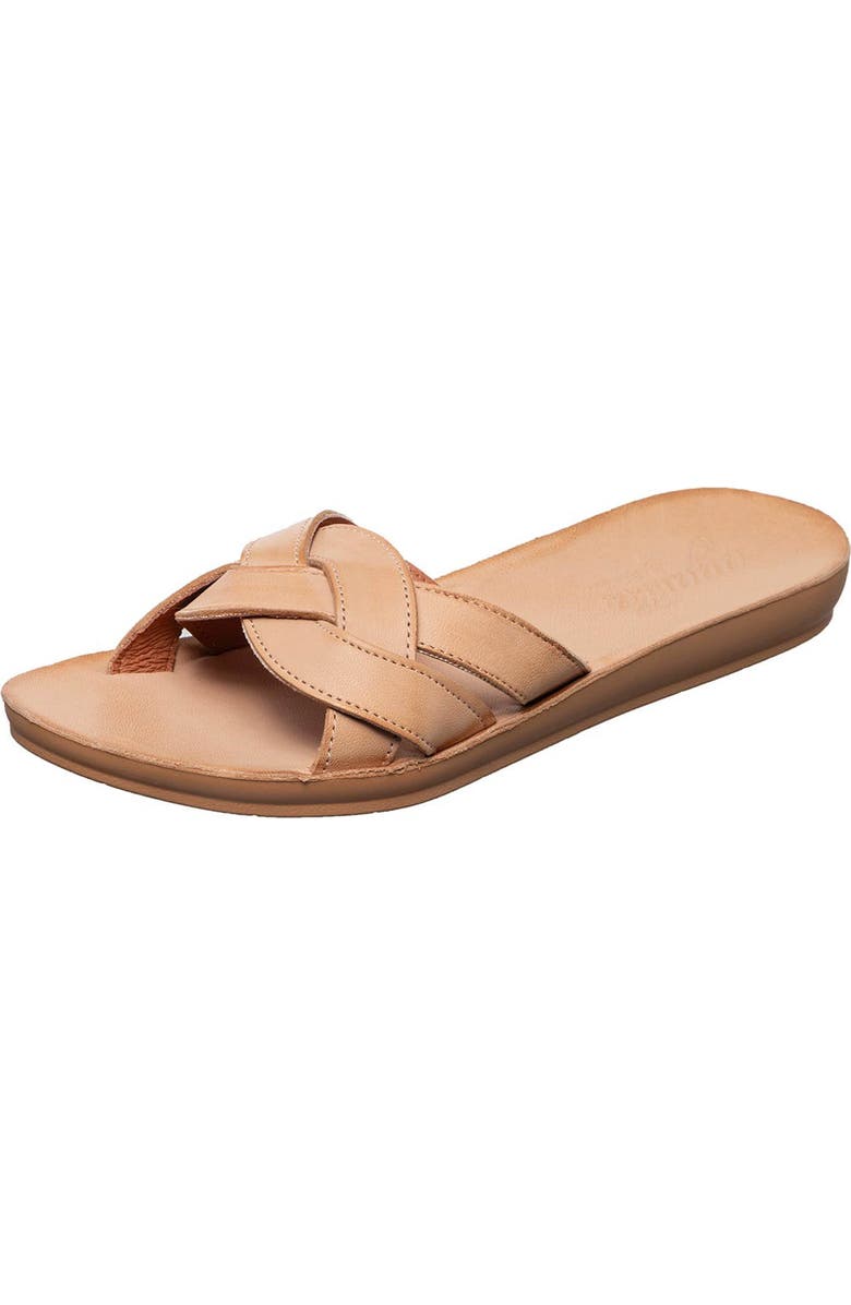 ANTELOPE Alta Woven Leather Slide Sandal, Main, color, Tan