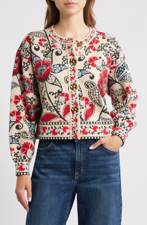 Farm Rio Francesca Sand Knit Cardigan In Multi