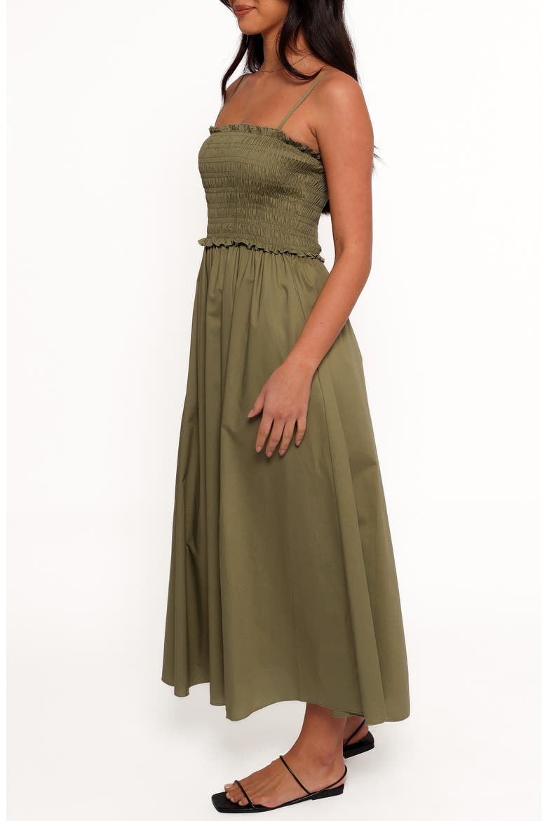 Nigella Ruffle Smocked Bodice Maxi Dress, Alternate, color, OLIVE GREEN