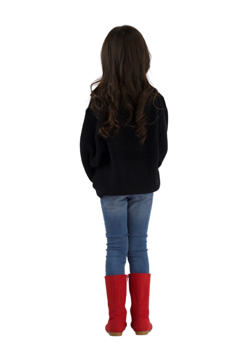 Mia Belle Girls Girls Love Note Embroidered Red Heart Sweater, Alternate, color,