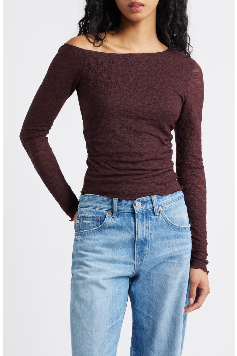 One-Shoulder Lace Top, Main, color, BURGUNDY FUDGE