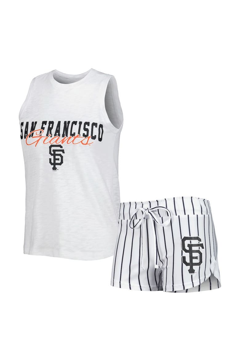 Women's Concepts Sport White San Francisco Giants Reel Pinstripe Tank Top & Shorts Sleep Set, Main, color, White