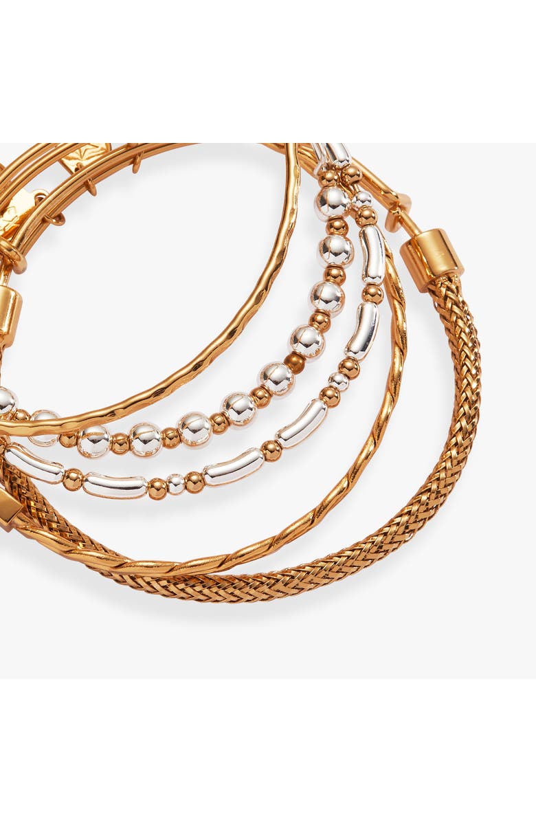 Alex and Ani Set of 5 Two-Tone Textured Bangle Bracelets, Alternate, color,