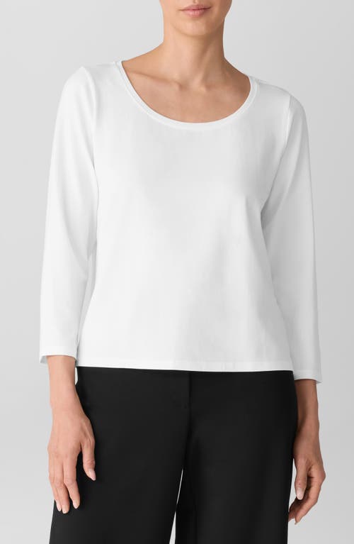 Eileen Fisher Stretch Jersey Knit Scoop Neck Top In White