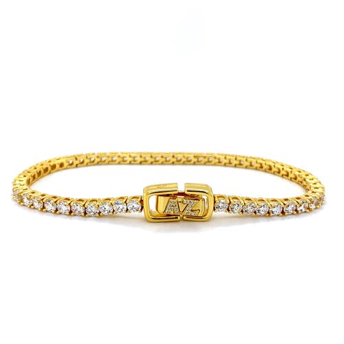 Anna Zuckerman Luxe G Color 5 Carat Tennis Bracelet Four Prong Bracelet In Yellow Gold