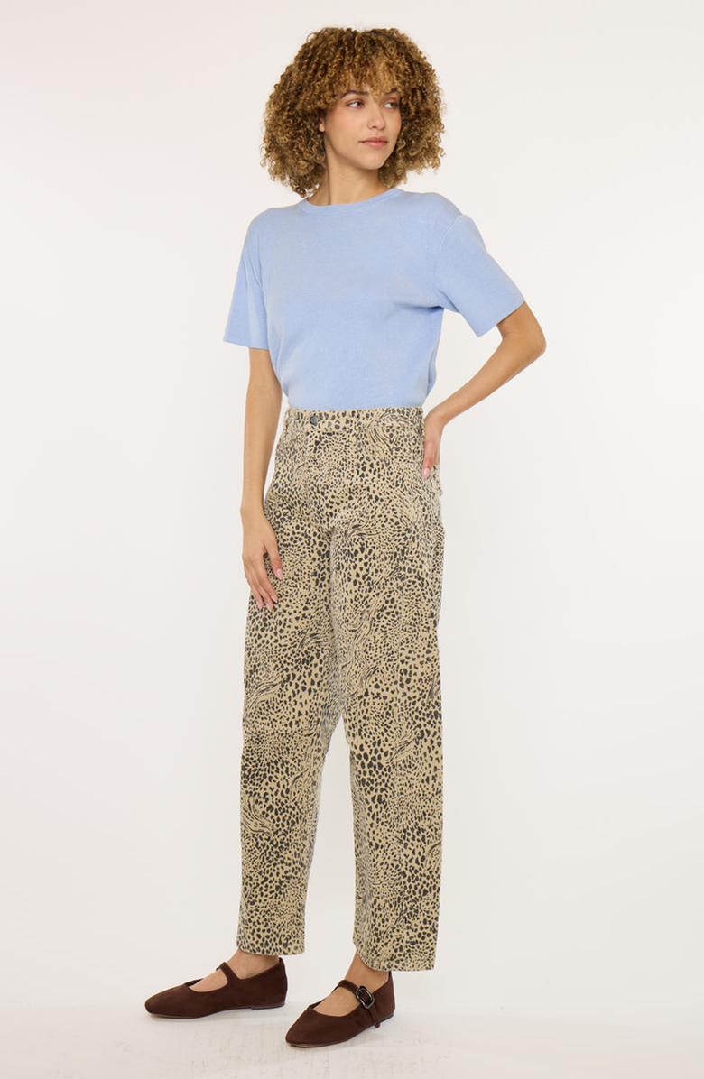 KanCan Lydia Low Slung Barrel Jeans, Alternate, color, Leopard Print