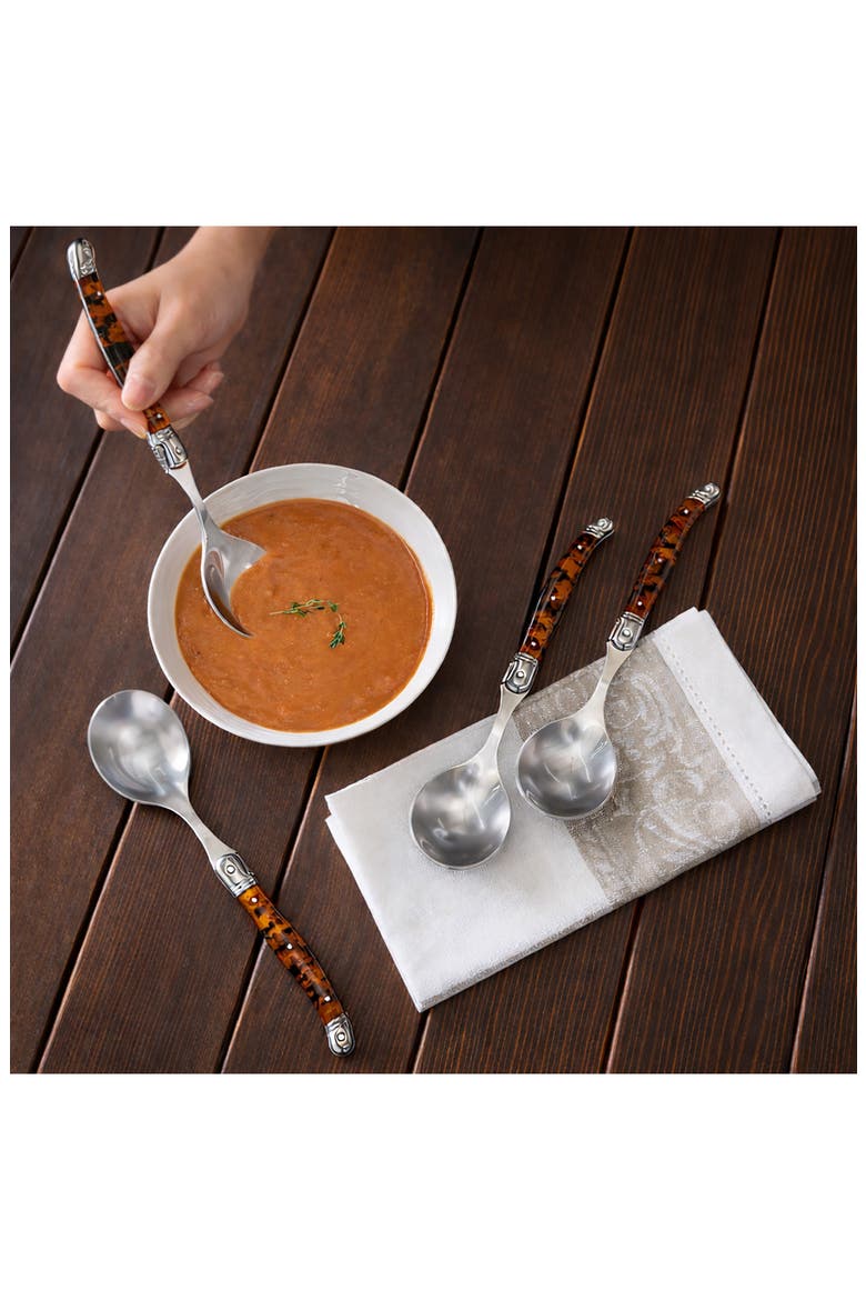 Set of 4 Soup Spoons, Alternate, color, TORTOISE SHELL