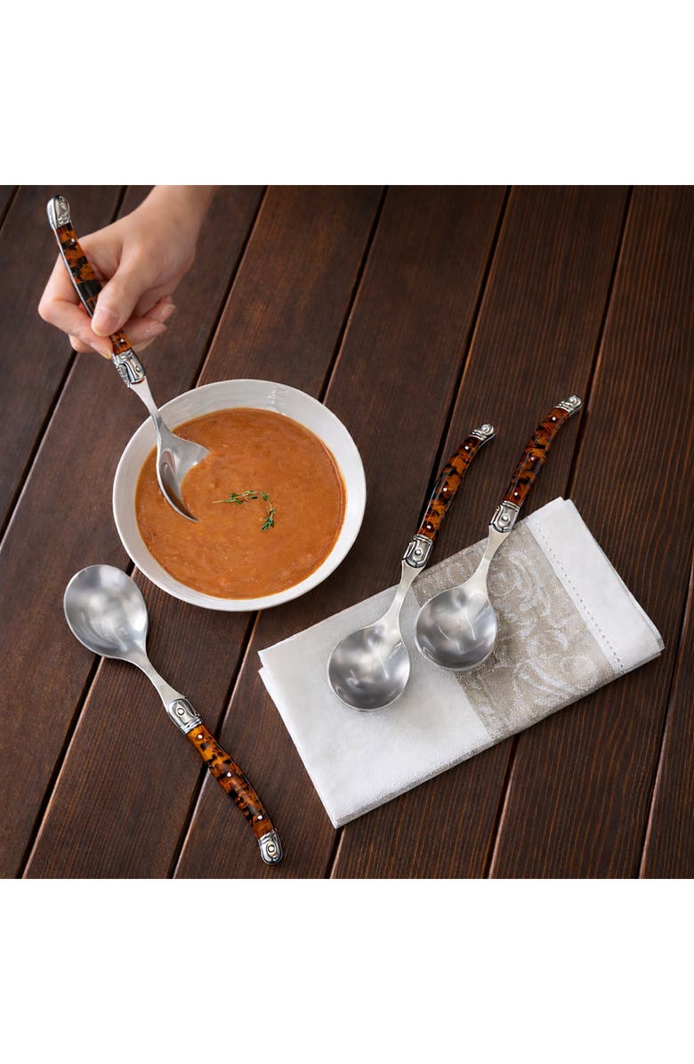 FRENCH HOME Set of 4 Soup Spoons, Alternate, color, Tortoise Shell