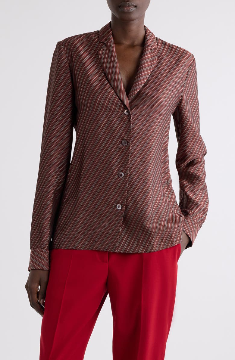 Dries Van Noten Diagonal Stripe Tailored Button-Up Shirt, Main, color, 