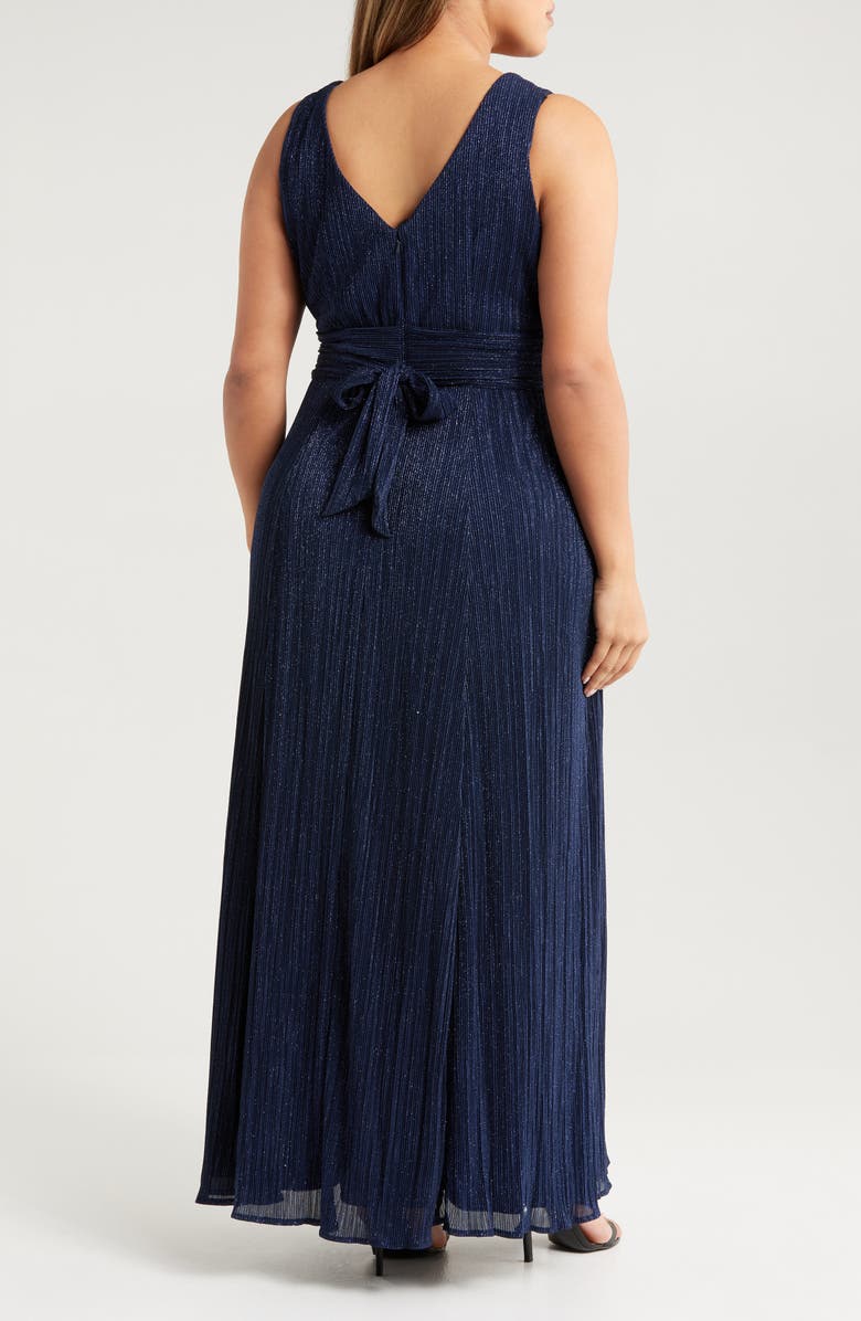 Alex Evenings Shimmer Mesh Sleeveless Gown, Alternate, color, Navy