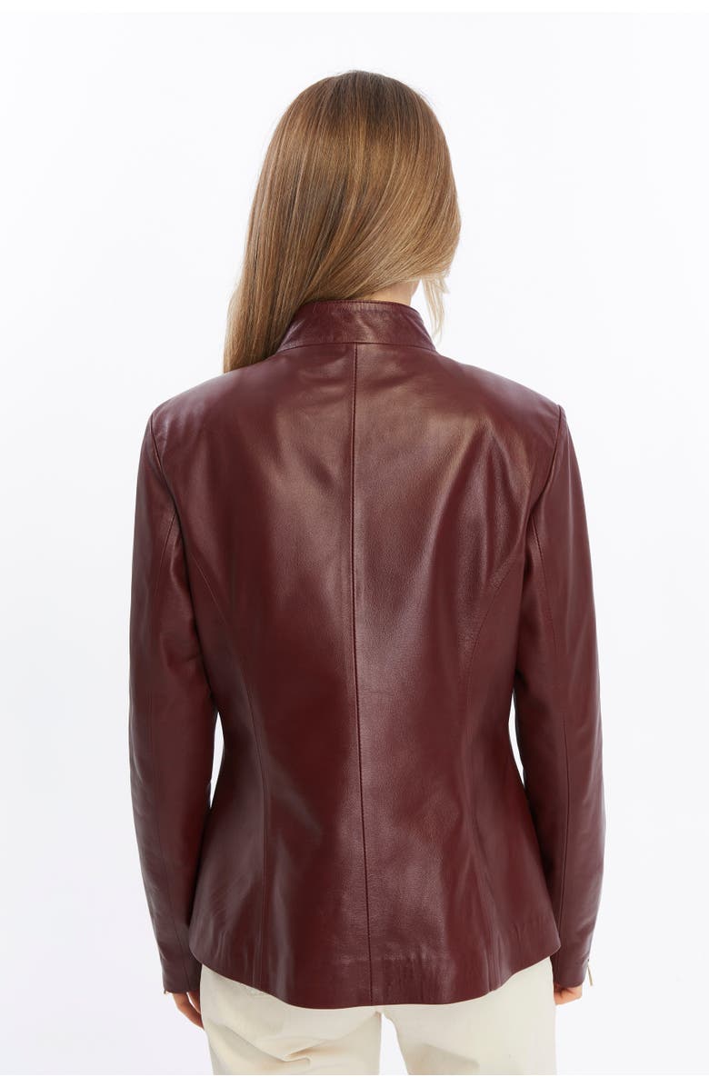 Furniq UK Elspeth Leather Jacket, Alternate, color, Black