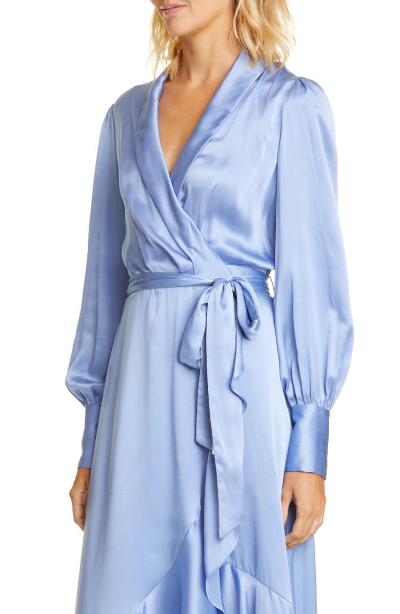 Zimmermann Super Eight Long Sleeve Silk Midi Wrap Dress, Alternate, color,