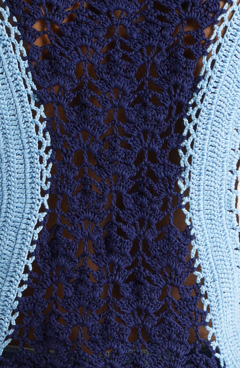 Ramy Brook Adriana Crop Cotton Crochet Vest, Alternate, color, Navy Multi Colorblock