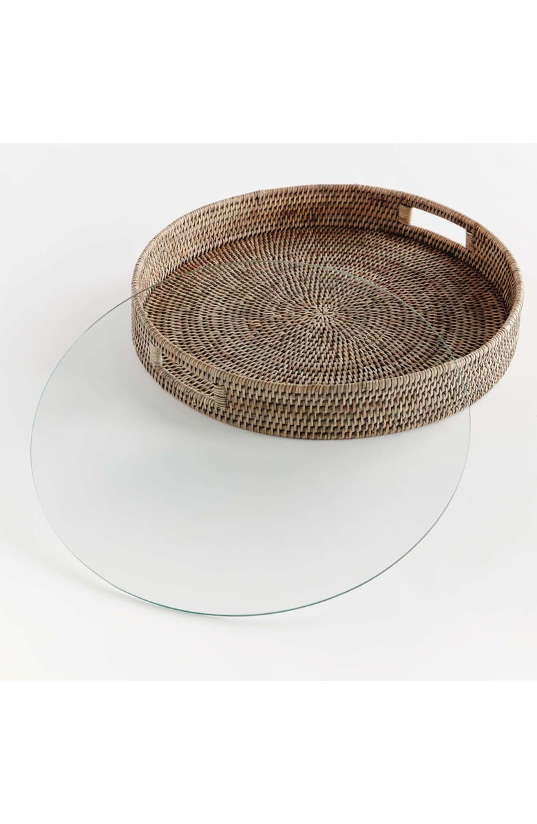 Napa Home & Garden Burma Rattan Round Serving Tray Large, Alternate, color, Grey