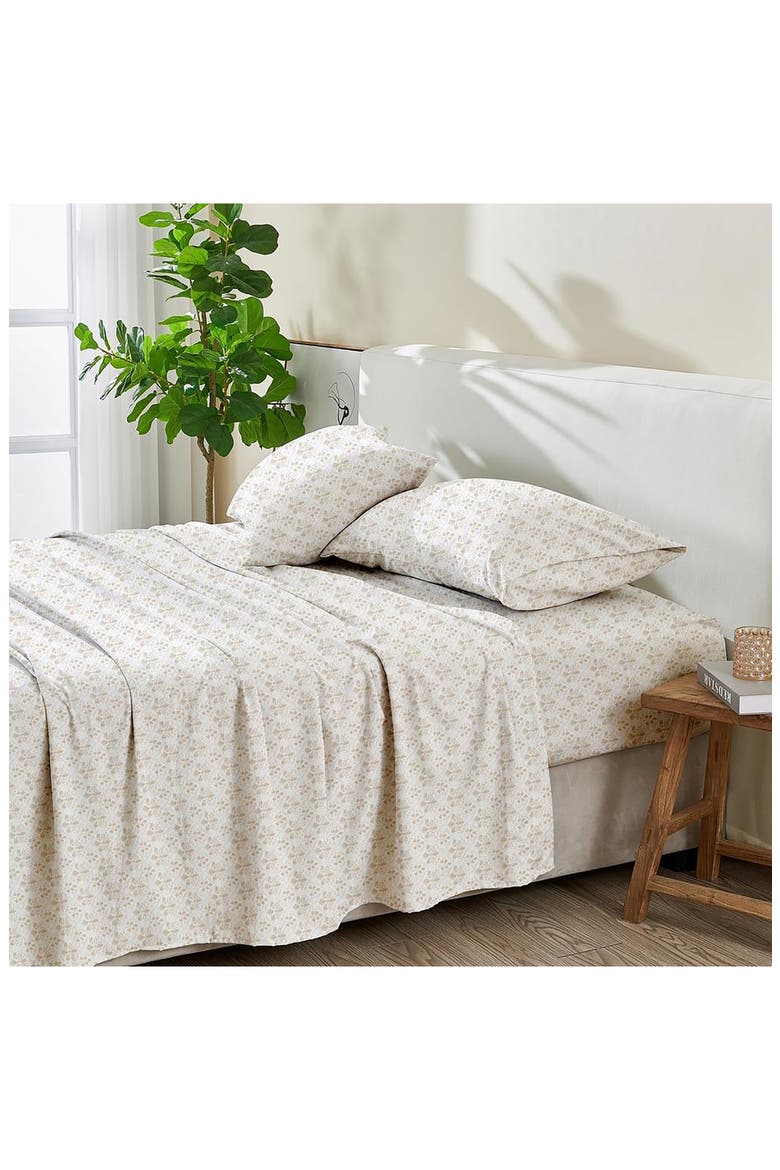 Leiea Prewashed Microfiber Sheet Set, Main, color, FOLIAGE DAY TAUPE