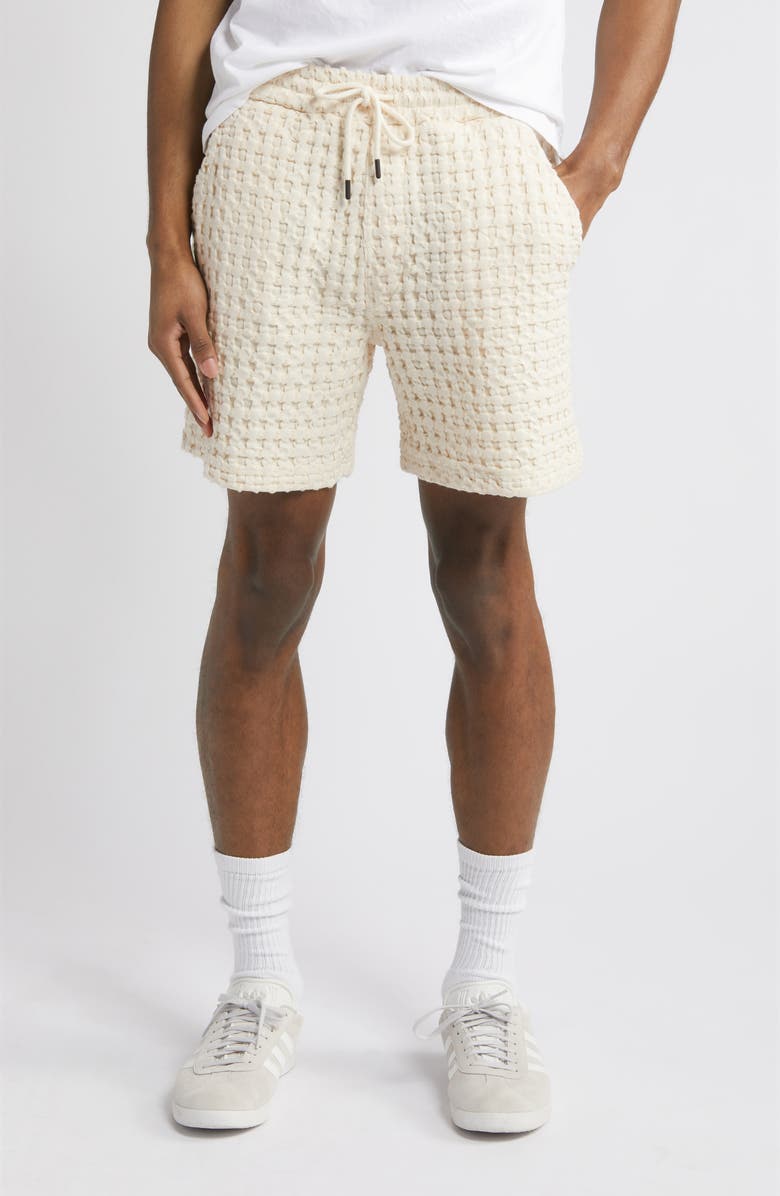 OAS Porto Waffle Knit Cotton Shorts, Main, color, Off White