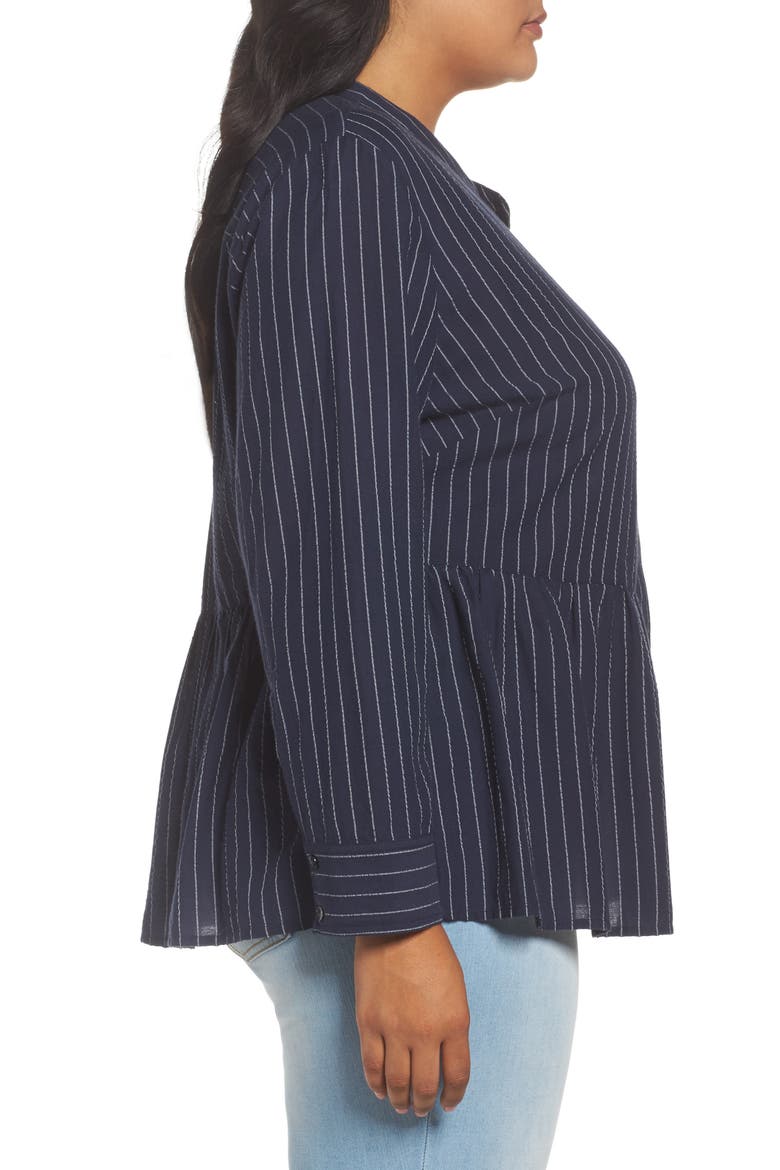 Peplum Blouse, Alternate, color, NAVY STRIPE