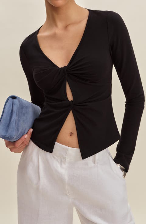 Silas Twist Detail Stretch Cotton Knit Top