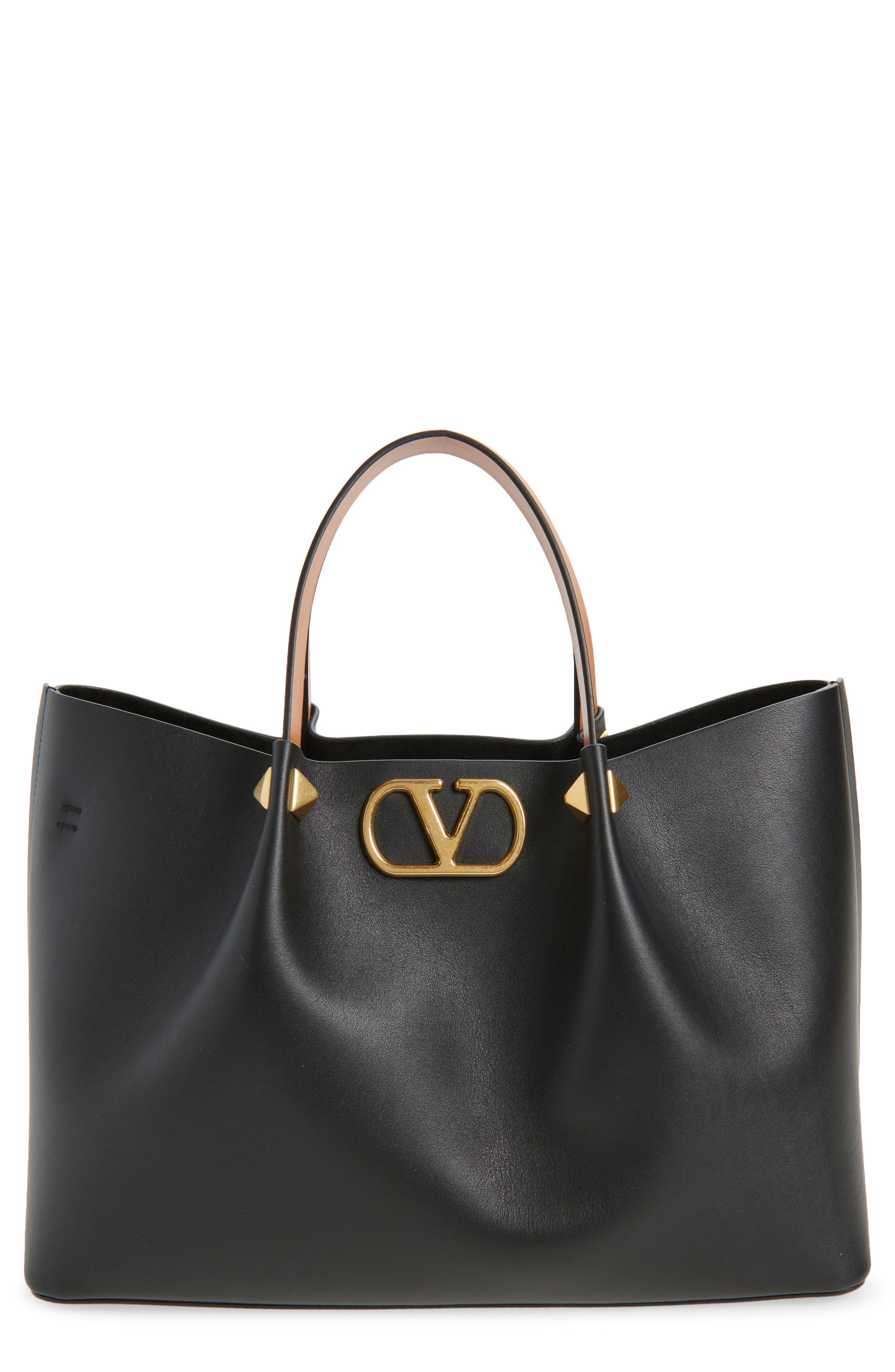 Valentino Garavani Signature VLOGO Tote, Main, color, Black/ Camel