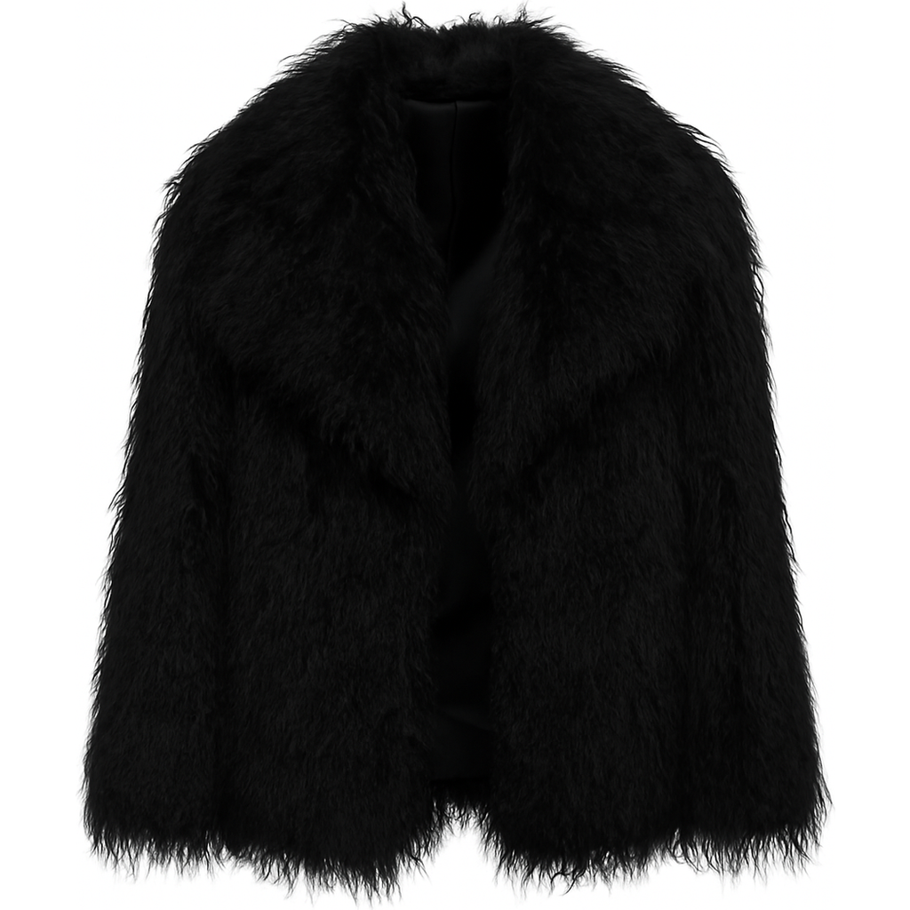 Sparkl Ur Famous Fur Coat In Black