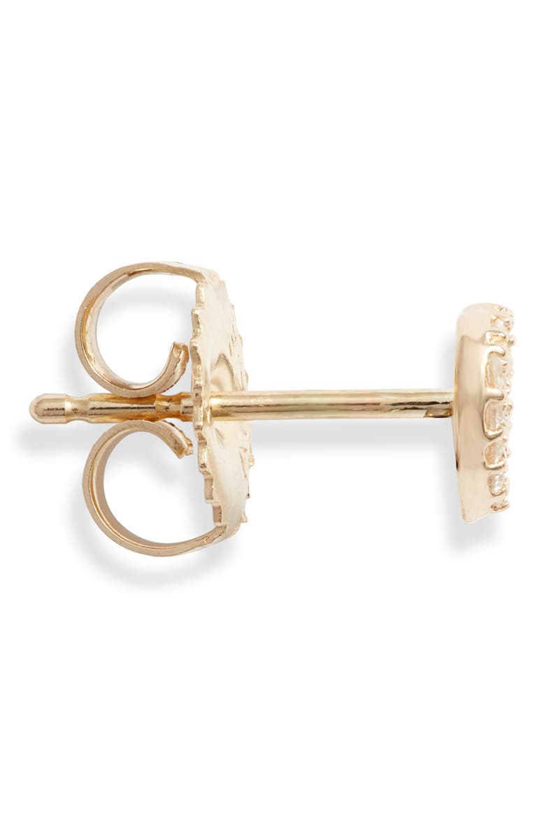 Pavé Diamond Single Heart Stud Earring, Alternate, color, GOLD/ DIAMOND