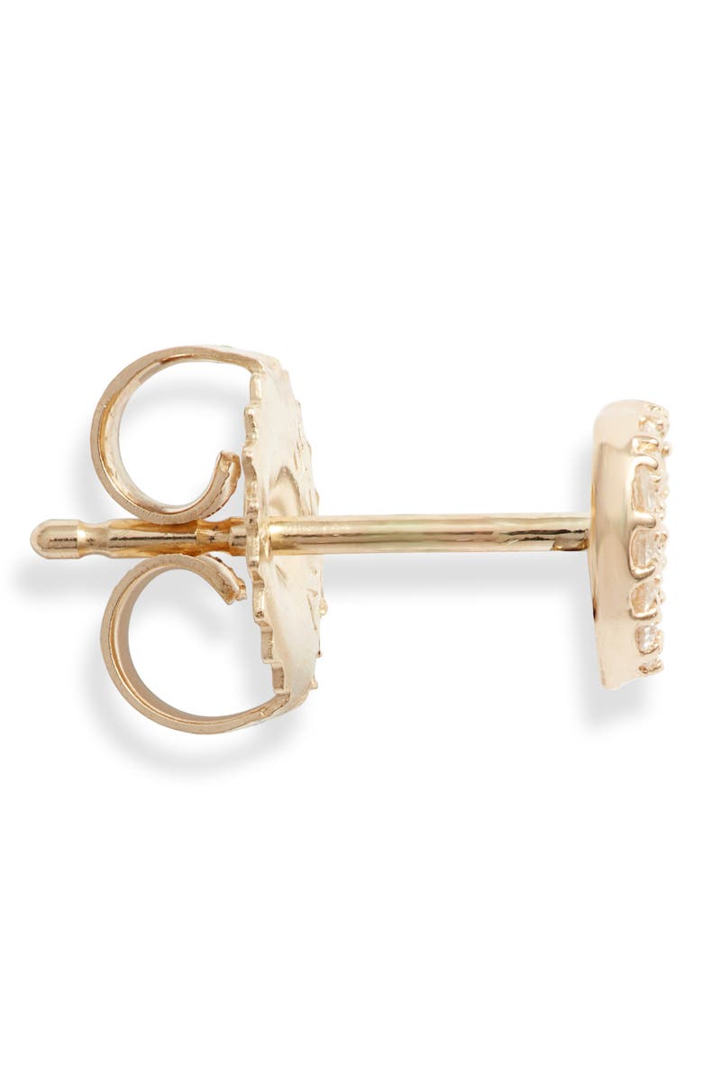 Anzie Pavé Diamond Single Heart Stud Earring, Alternate, color, Gold/ Diamond
