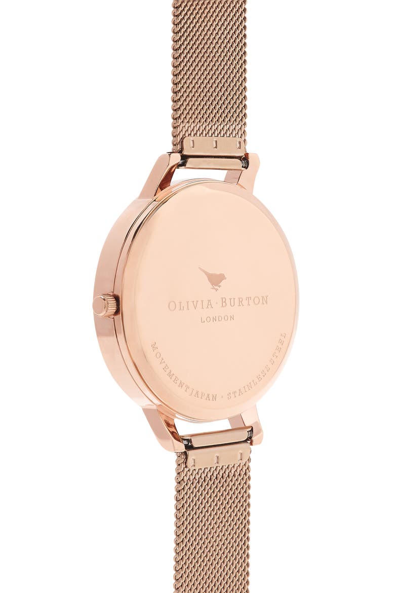 Signature Florals Mesh Bracelet Watch, 38mm, Alternate, color, ROSE GOLD/ ROSE GOLD/ WHITE