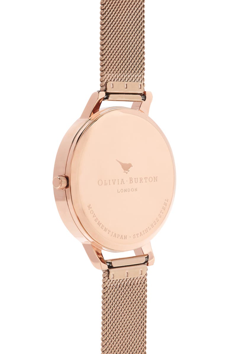 Olivia Burton Signature Florals Mesh Bracelet Watch, 38mm, Alternate, color, 