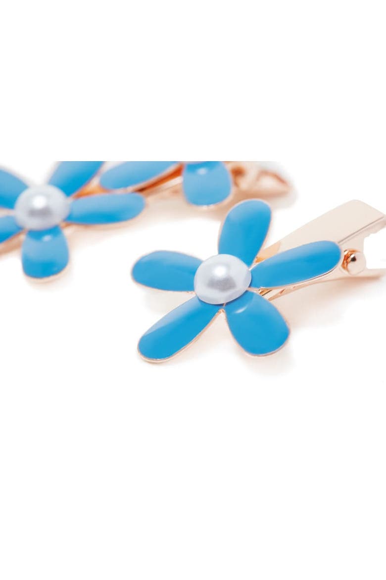 Flower Hair Clip Set, Alternate, color, Blue
